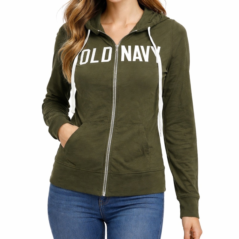 Old Navy Forest Green Zip-Up Lightweight Soft Comfy Casual Hoodie Sweatshirt